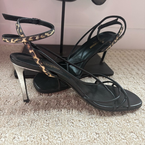Saint LaurentBlack and Animal Print Women's Heels Size 39